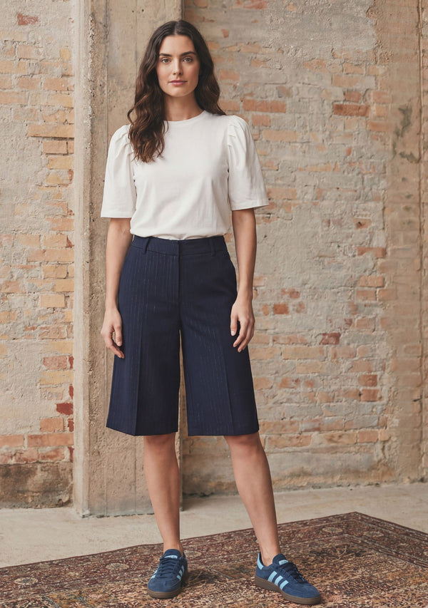 I SAY Felicia Long Shorts Shorts N39 Navy Pinstripe