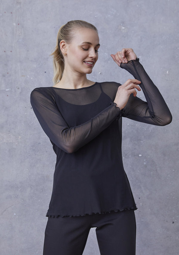 I SAY Fifi Mesh l/s O-Neck Tops 900 Black