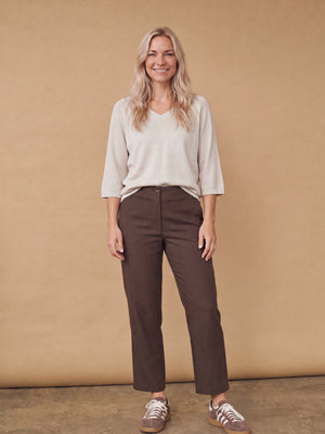 I SAY Firenze Highwaist Pant Pants 356 Dark brown