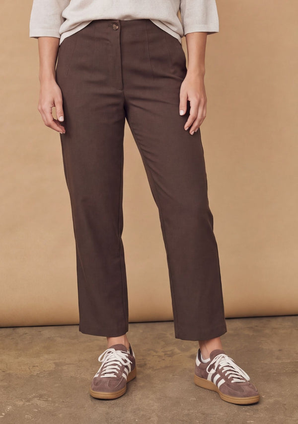 I SAY Firenze Highwaist Pant Pants 356 Dark brown