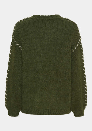 I SAY Franca Knit Pullover Knitwear 918 Army
