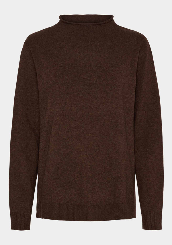 I SAY Frigga A-Shape Pullover Knitwear 357 Dark Brown Melange