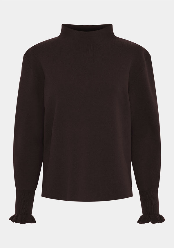 I SAY Frigga New Pullover Knitwear 357 Dark Brown Melange