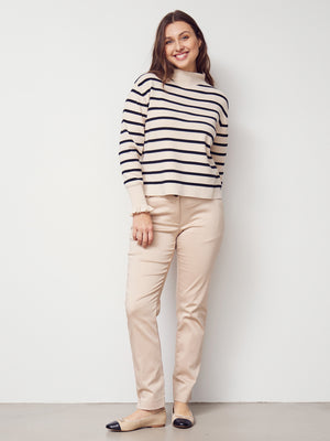I SAY Frigga Stripe Pullover Knitwear L37 Sand w/Black