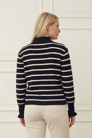 I SAY Frigga Stripe Pullover Knitwear M41 Black w/Cream