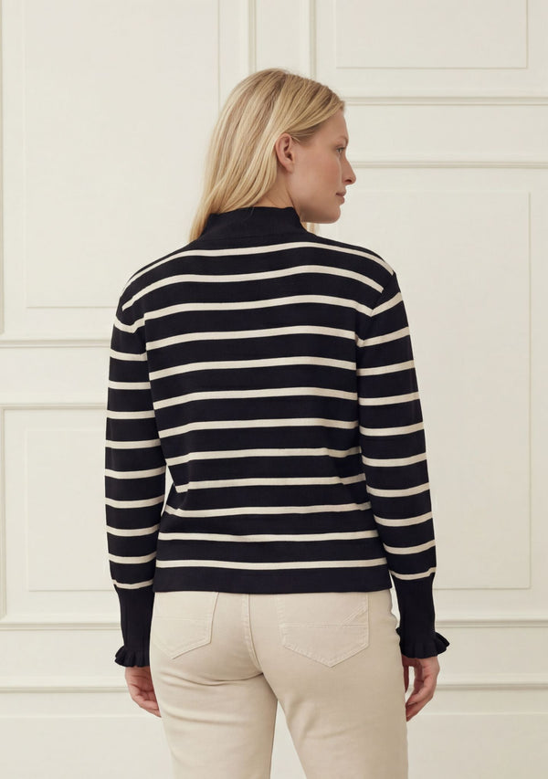 I SAY Frigga Stripe Pullover Knitwear M41 Black w/Cream
