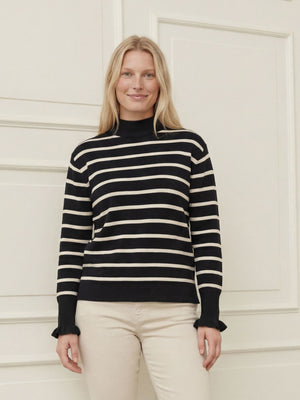 I SAY Frigga Stripe Pullover Knitwear M41 Black w/Cream