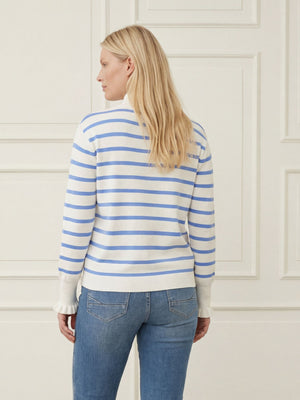 I SAY Frigga Stripe Pullover Knitwear M51 Broken White w/Skyblue