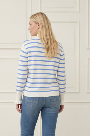 I SAY Frigga Stripe Pullover Knitwear M51 Broken White w/Skyblue