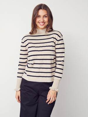 I SAY Frigga Stripe Pullover Knitwear M76 Golden w/black