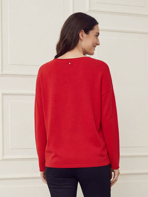 I SAY Frigga V-Neck  Knitwear 432 Fresh Red