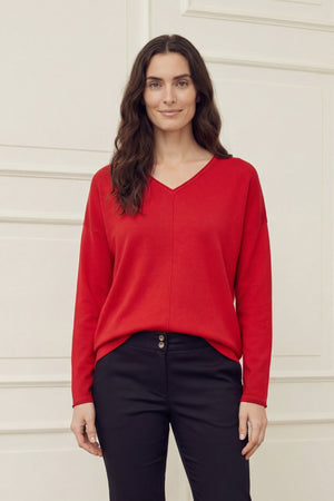 I SAY Frigga V-Neck  Knitwear 432 Fresh Red