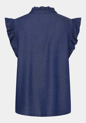 I SAY Ganja Flounce Top Tops 687 Dark Denim Wash