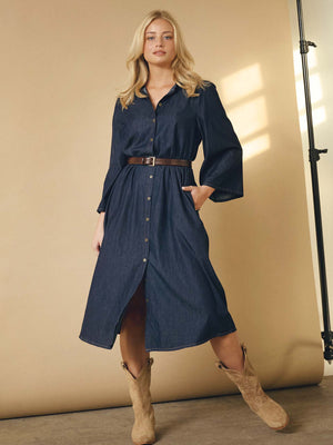 I SAY Ganja Sleeve Dress Dresses K97 Unwashed Denim