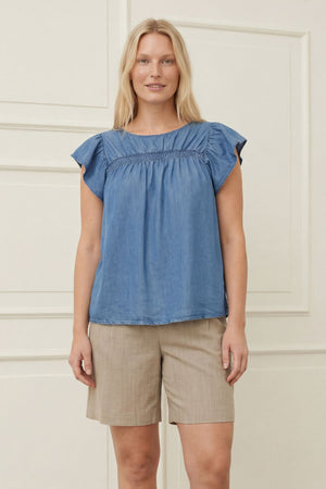 I SAY Ganja Smock Top Tops 616 Denim Blue