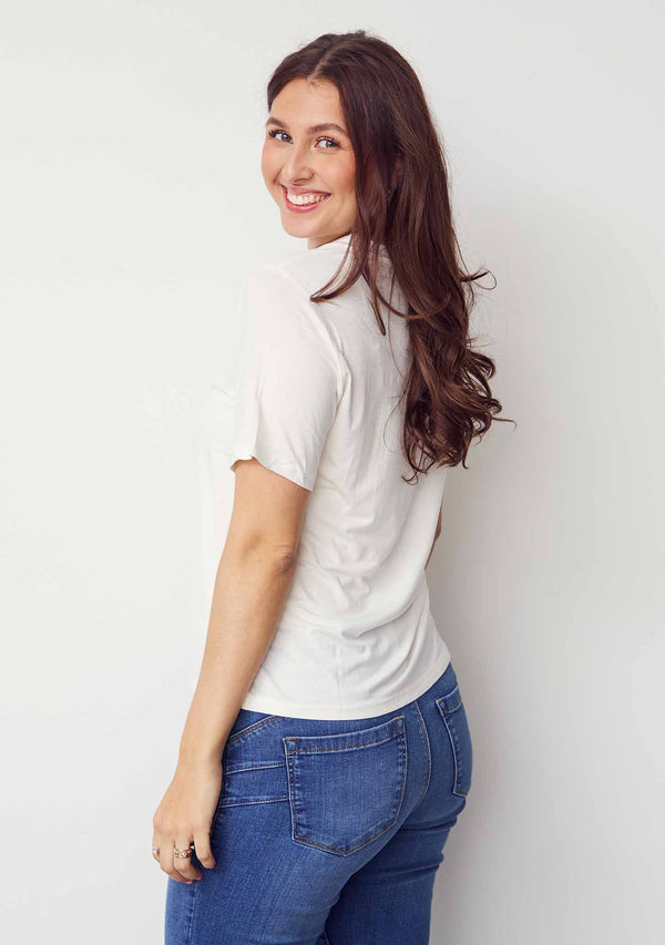 I SAY Gritt V-Neck T-Shirt T-Shirts 101 Broken White