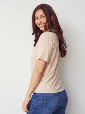 I SAY Gritt V-Neck T-Shirt T-Shirts 112 Sand