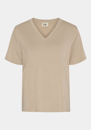 I SAY Gritt V-Neck T-Shirt T-Shirts 112 Sand