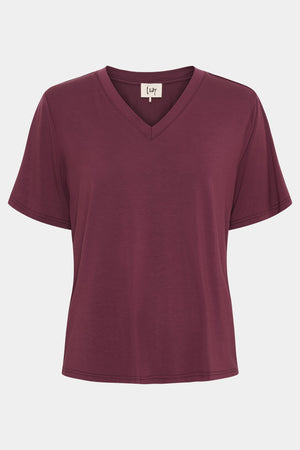 I SAY Gritt V-Neck T-Shirt Basics 434 Wine
