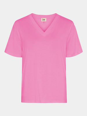 I SAY Gritt V-Neck T-Shirt T-Shirts 515 Hot pink