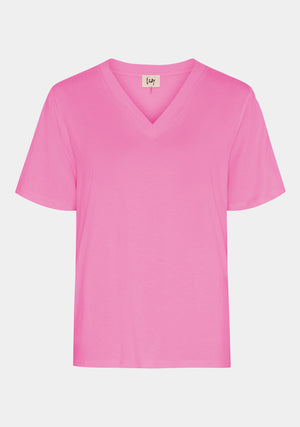 I SAY Gritt V-Neck T-Shirt T-Shirts 515 Hot pink