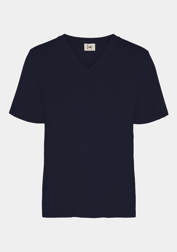 I SAY Gritt V-Neck T-Shirt T-Shirts 640 Navy