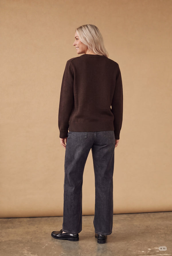 I SAY Gwen Basic Pullover Knitwear 356 Dark brown