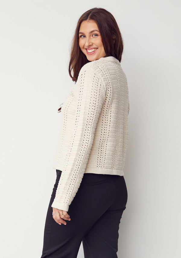 I SAY Gwen Cardigan Knitwear 101 Broken White