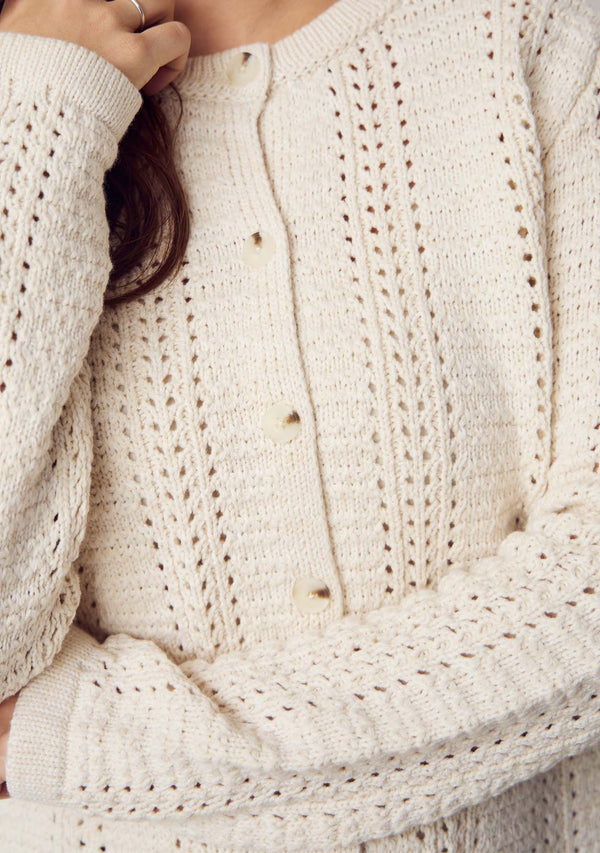 I SAY Gwen Cardigan Knitwear 101 Broken White