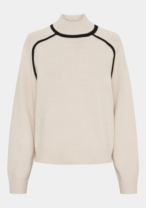 I SAY Gwen Contrast Pullover Knitwear N16 Creamy w/Black