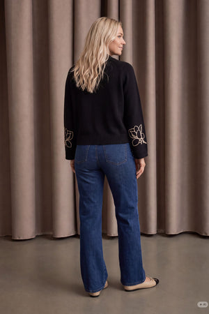I SAY Gwen Deco Pullover Knitwear M41 Black w/Cream