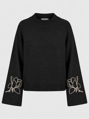 I SAY Gwen Deco Pullover Knitwear M41 Black w/Cream