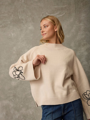 I SAY Gwen Deco Pullover Knitwear N16 Creamy w/Black