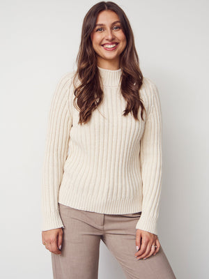 I SAY Gwen Highneck Pullover Knitwear 101 Broken White