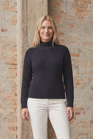 I SAY Gwen Highneck Pullover Knitwear 640 Navy