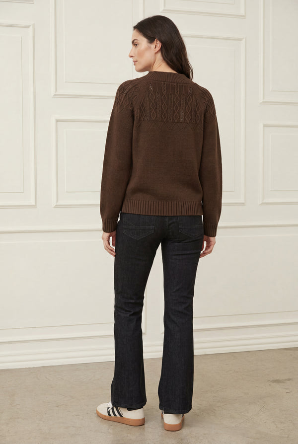 I SAY Gwen Pattern Pullover Knitwear 890 Khaki Melange