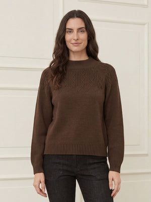 I SAY Gwen Pattern Pullover Knitwear 890 Khaki Melange