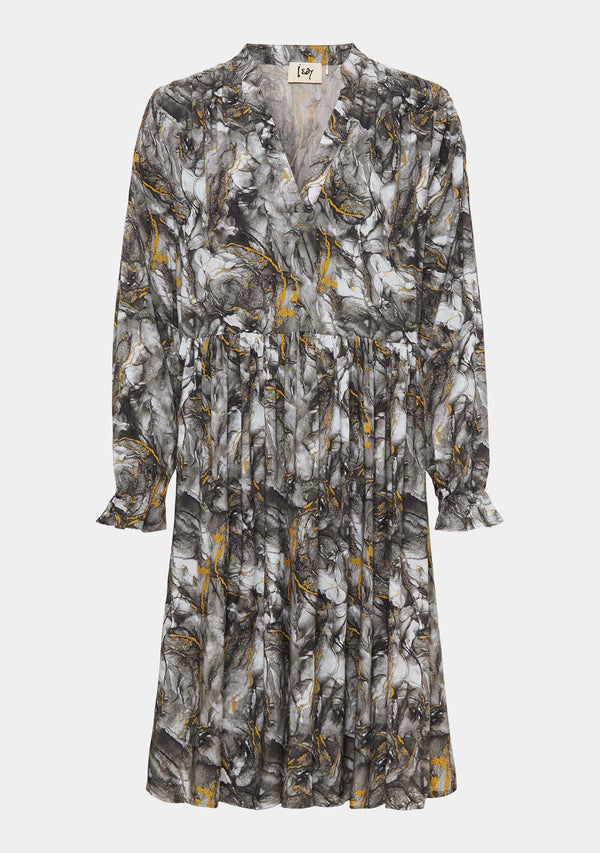 I SAY Gyta L/S Dress Dresses B48 Marble Print