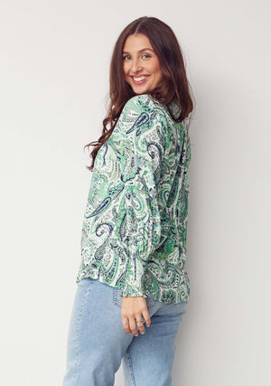 I SAY Gyta Smock Blouse Blouses I31 Green Paisley