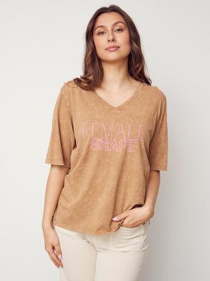 I SAY Haley T-Shirt T-Shirts M75 Washed Luxury Camel