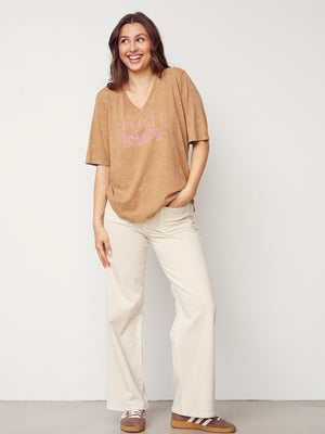 I SAY Haley T-Shirt T-Shirts M75 Washed Luxury Camel