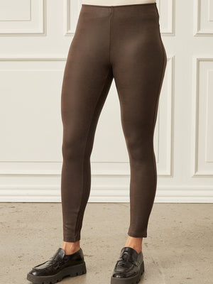 I SAY Helena PU Legging Pants 356 Dark brown