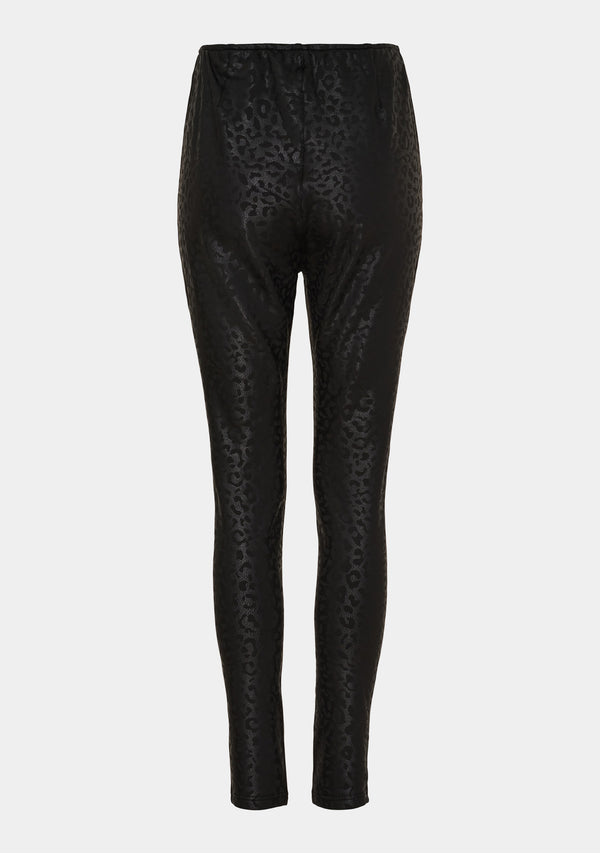 I SAY Helena PU Legging Pants M93 Black Leo