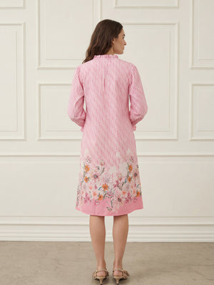 I SAY Helia New Dress Dresses N32 Pink Tone Borderprint