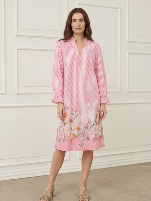 I SAY Helia New Dress Dresses N32 Pink Tone Borderprint
