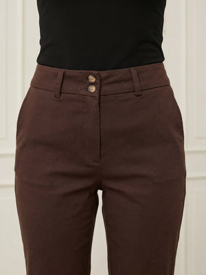 I SAY Isay Highwaist Chino Pants 356 Dark brown