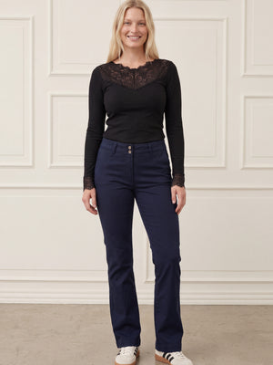 I SAY Isay Long Highwaist Chino Pants 640 Navy