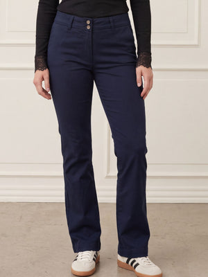 I SAY Isay Long Highwaist Chino Pants 640 Navy