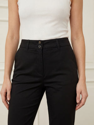 I SAY Isay Long Highwaist Chino Pants 900 Black