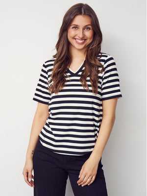 I SAY Jeila T-Shirt T-Shirts B28 Black/Broken White stripe